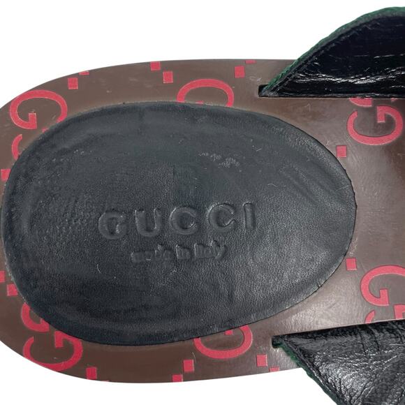 Gucci Kika GG Logo Web Thong Sandal Green Red Stripe Size 37 - Picture 10 of 11